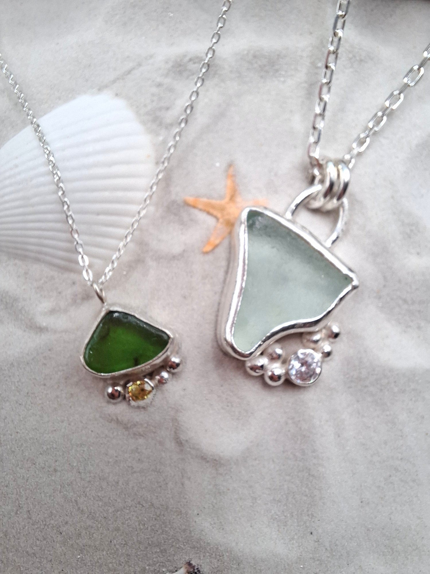 Seaglass, Shells & Silver Ripples