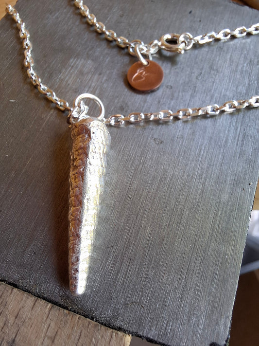 Silver auger shell pendant necklace