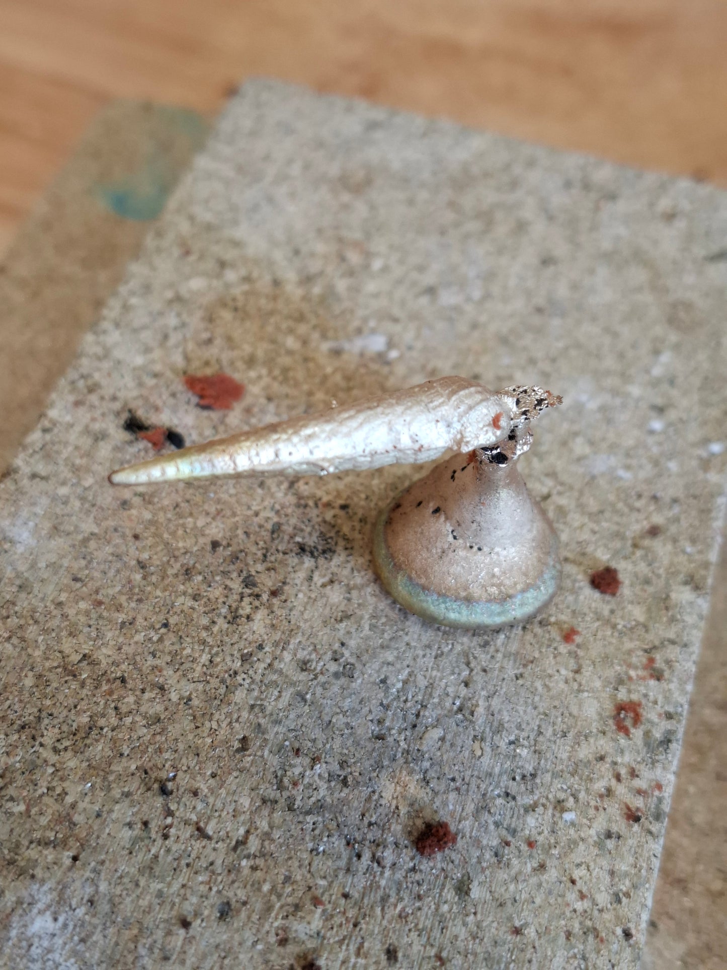 Silver auger shell pendant necklace