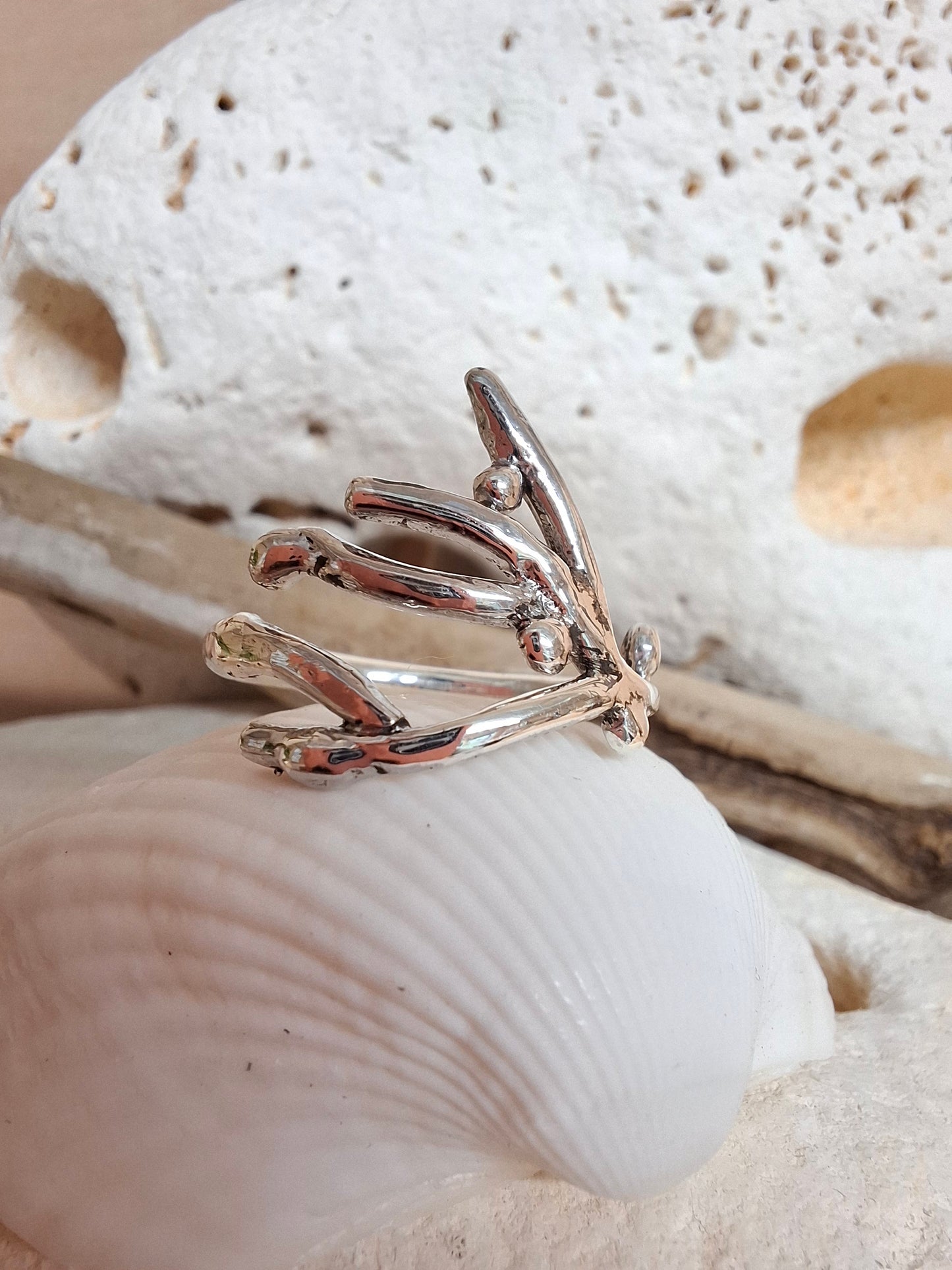 Coral inspired silver ring.