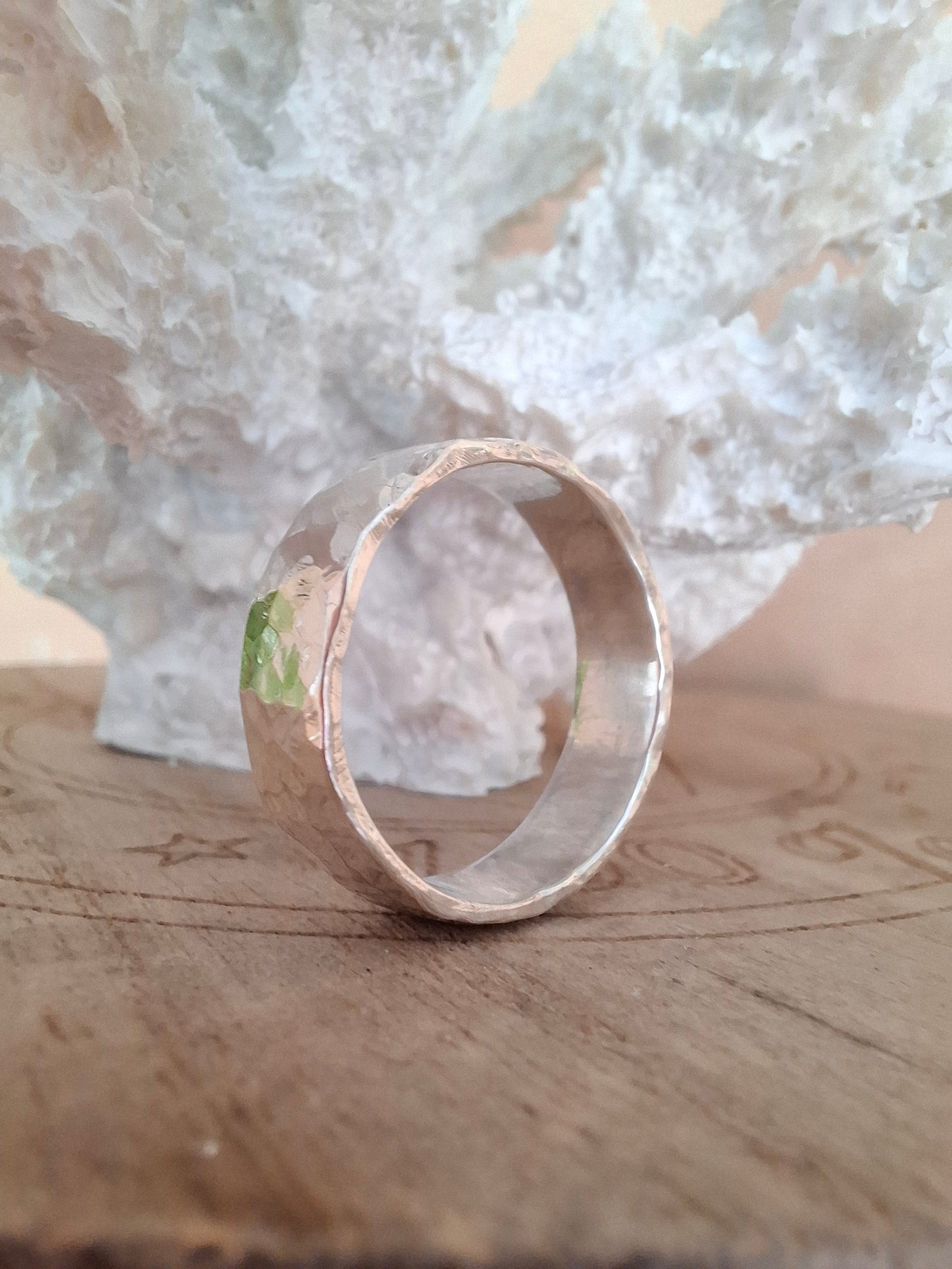 Simple Hammered Textured Sterling Silver Ring.