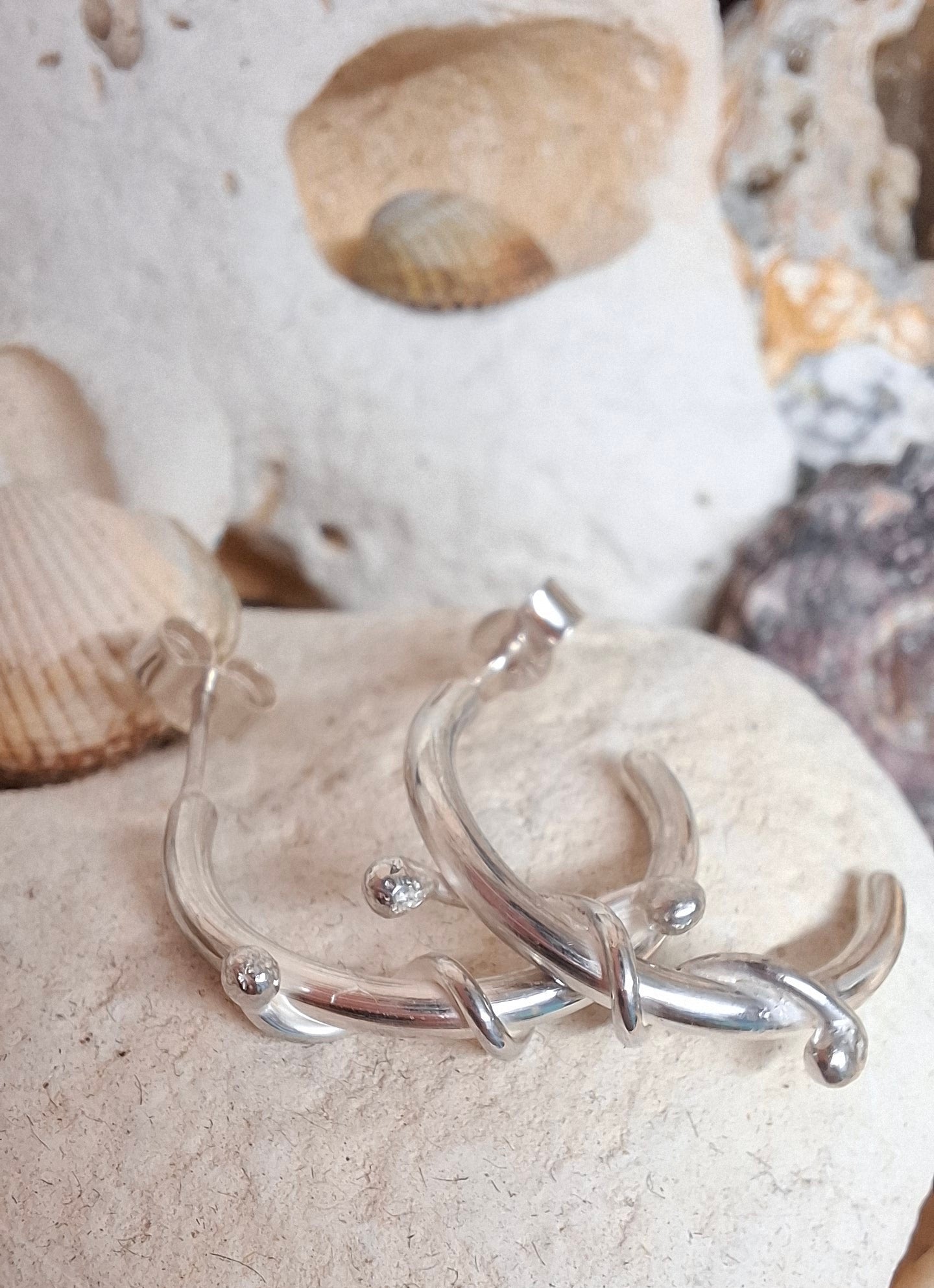 Organic Twist Huggie Half Hoop Earrings