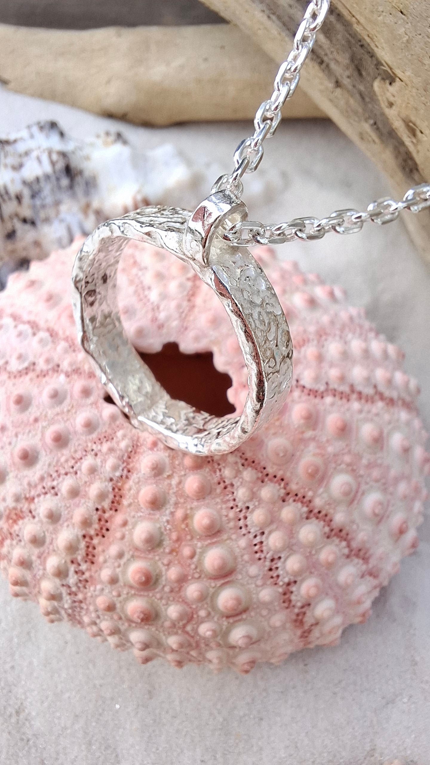 Handmade Chunky Sterling Silver Textured Circle Pendant