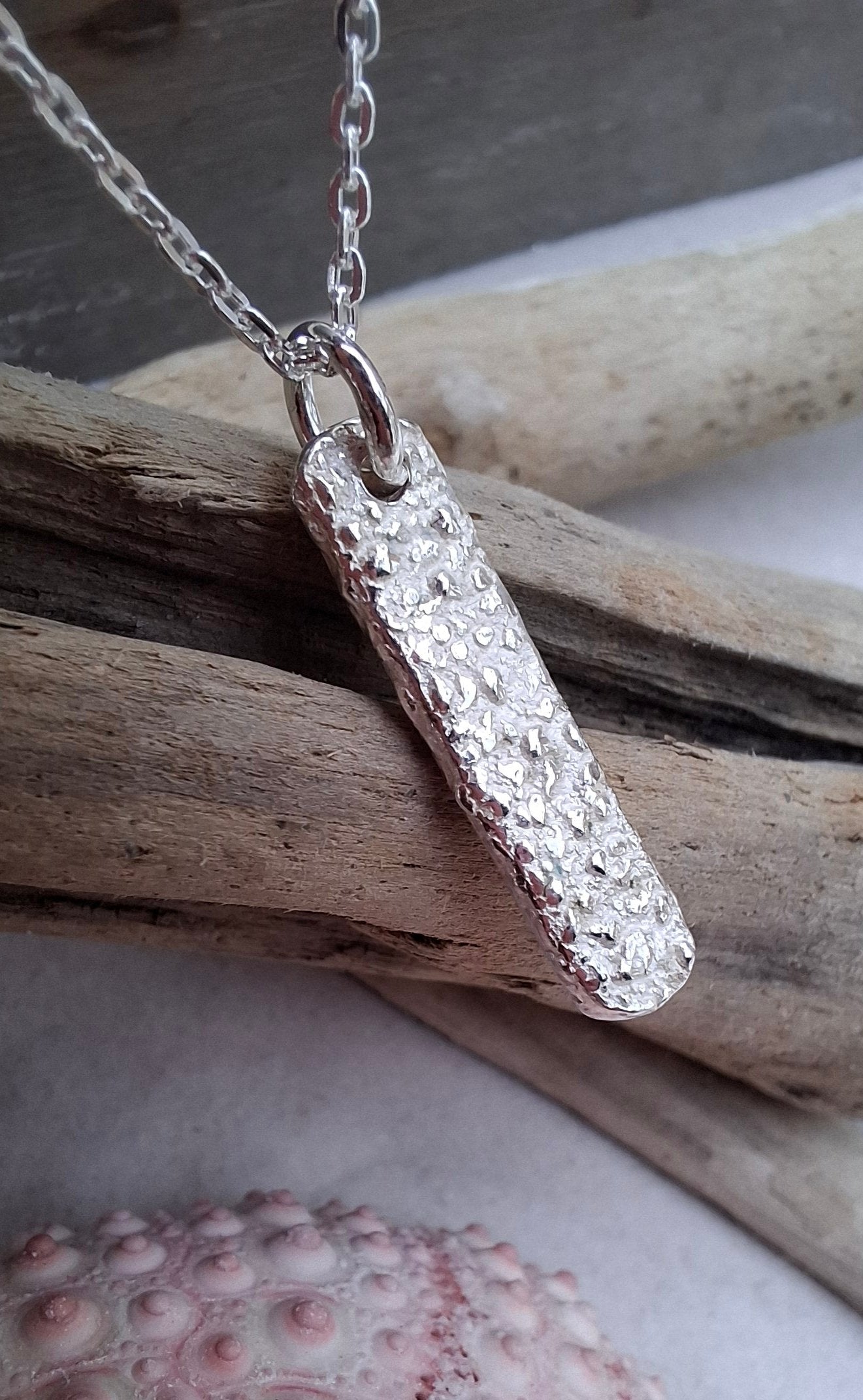 Small Handmade Sterling Silver Textured Pendant